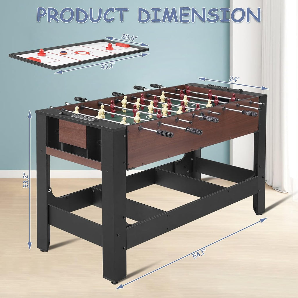 54" 4-in-1 Swivel Multi-Game Table -Combo Game Table Set for Kids, Adults - Indoor and Outdoor Arcade Sports Table