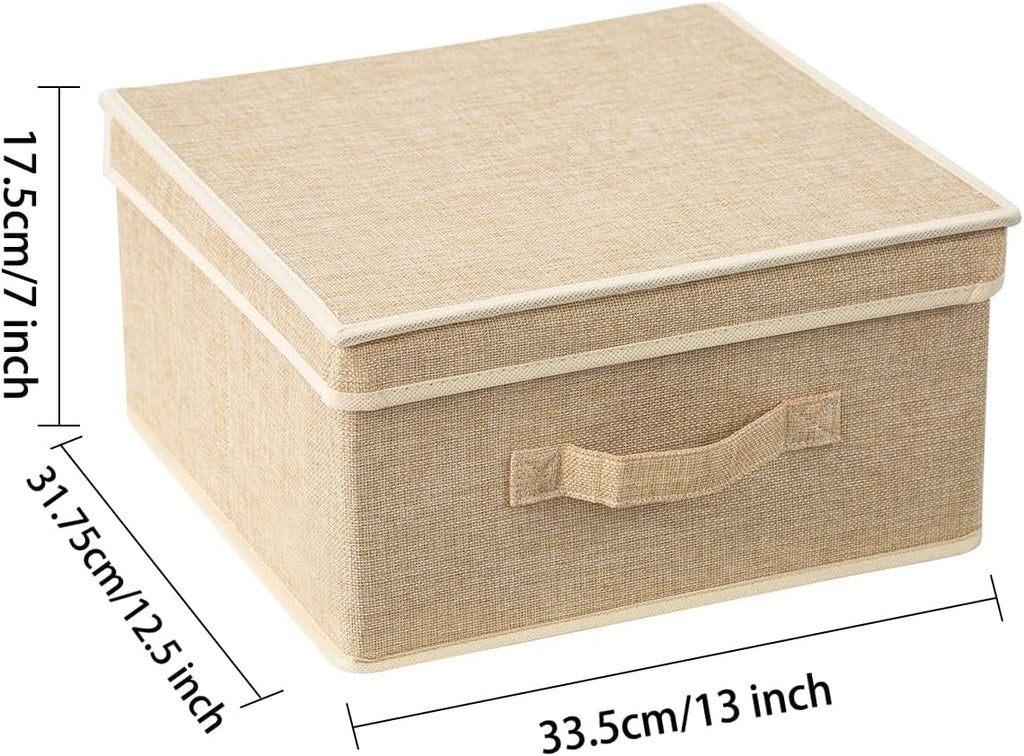 Bins with Lid, Foldable Clothing Storage Box case with Handle for Closet, Bedroom, Home, 4 Color Set A, 13L x 12.5W x