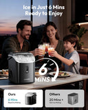 Nugget Ice Maker Countertop with Handle, Ready in 6 Mins, 38lbs/Day, Removable Top Cover, Self-Cleaning, Portable