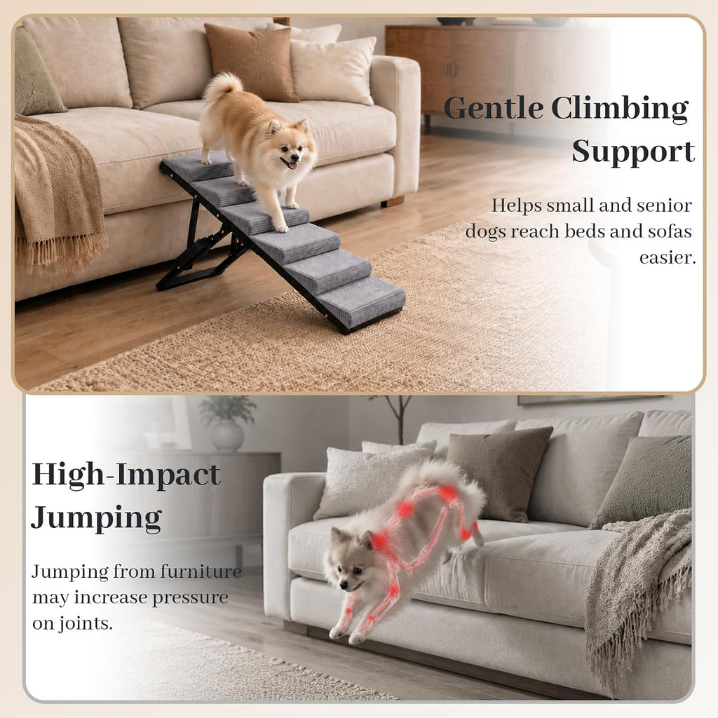 Dog Ramp for Bed, Foldable Dog Ramp, 5 Adjustable Heights, 13"-19", 100 lb