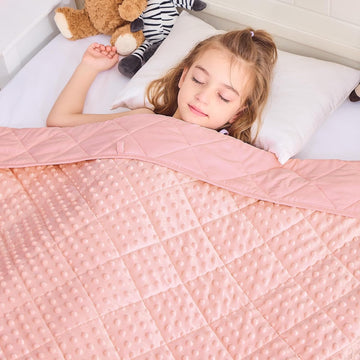 Pink Weighted Blanket 10lbs, 40"x60", Twin Size Breathable Cooling Minky Heavy Throw Blanket for 80-120lb, Soft