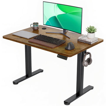 Electric Height Adjustable Standing Desk, 35x20 Inch, Rustic Brown