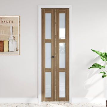 Bifold Door for 24x80 Opening Double 12x80, Glass Bi fold Barn Door