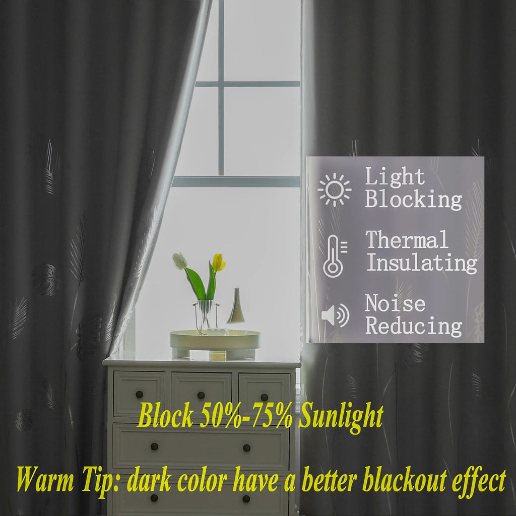 Light Grey Blackout Patterned Curtains