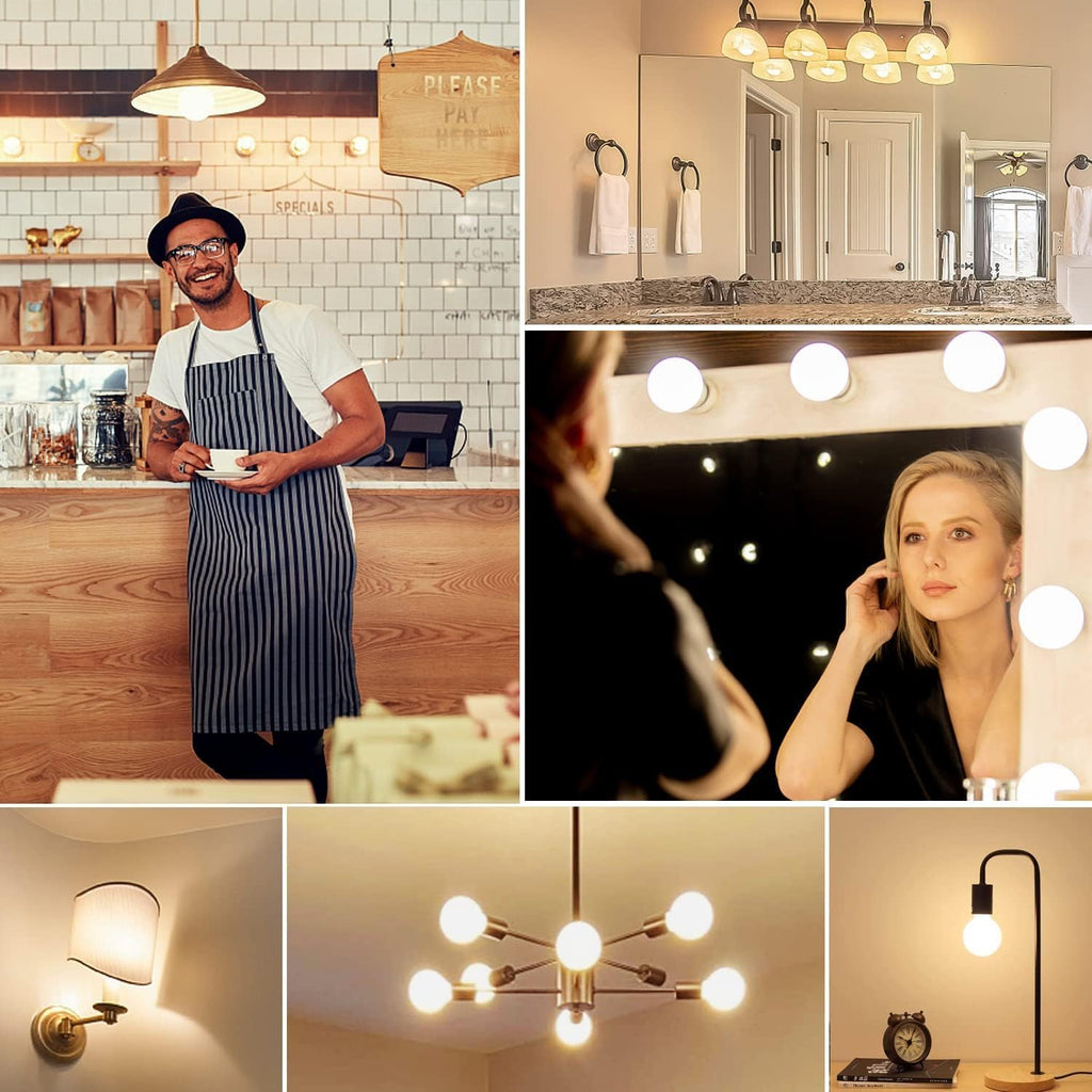 LED Light Bulb G25/G80 Dimmable Flick-Free Matt White 6W Soft White 3000k CRI95 600LM, 60W Equivalent Vintage LED (4 Pack)