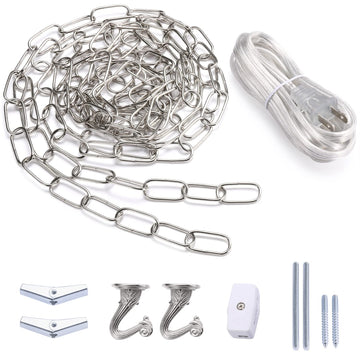 Swag Light Kit with 12 Feet Chandelier Chain and 15 Feet Cord, Instructions Included for Chandelier, Pendant and