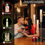 6 Set 3 Arms Acrylic Candelabra Centerpieces,30.7" Clear Candlesticks Holder with Acrylic Shade for Valentine's Day