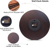 14 Inch Retro Vintage French Country Style Round Wooden Wall Clock Silent Battery Operated Non-Ticking Decorative