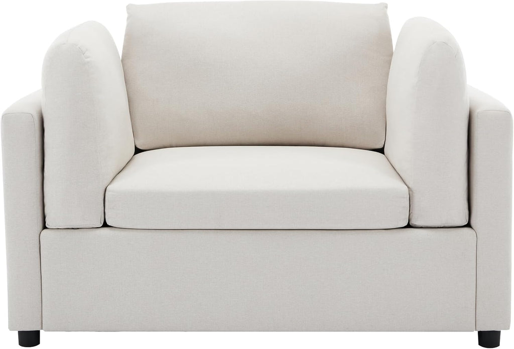 Luxe Oversized Lounge Chair and Ottoman — Cream Chenille