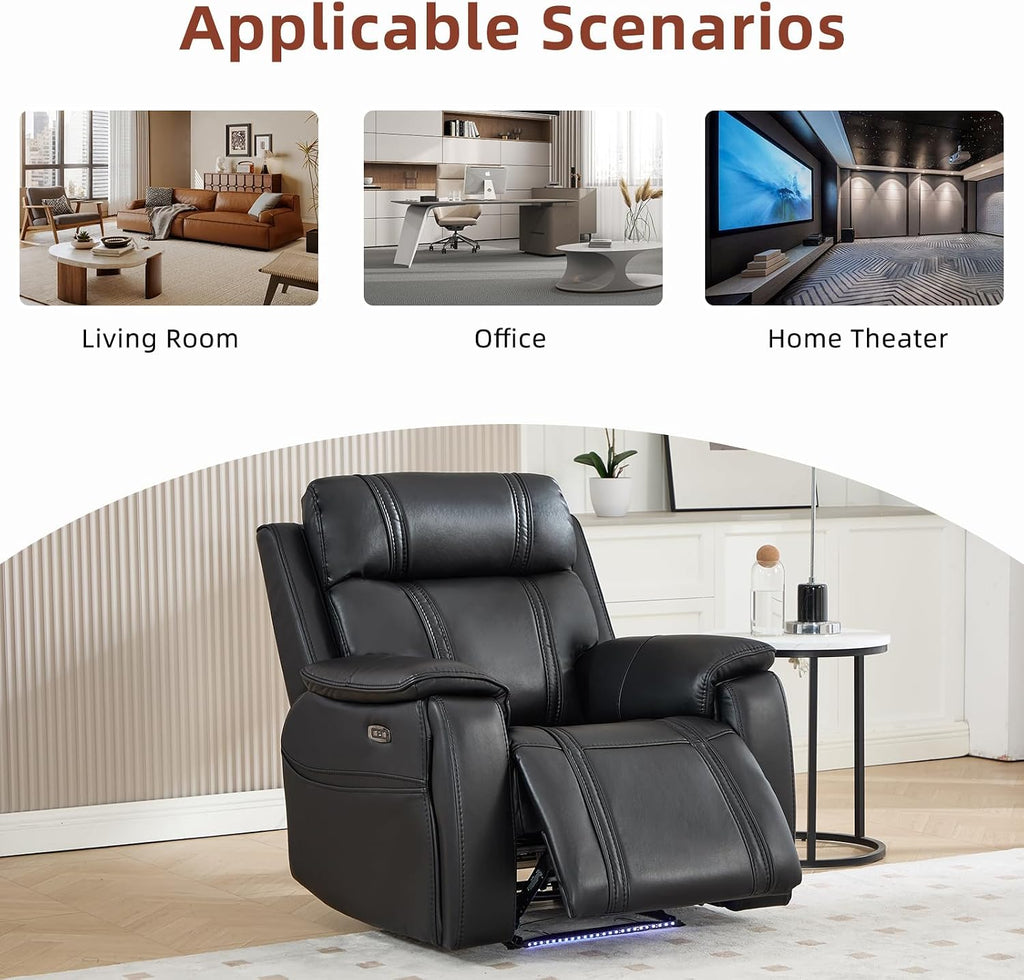 Power Recliner Chairs for Adults, Leather Recliner Chair with Ambient Lighting, Electric Reclining Sofa Couch Set
