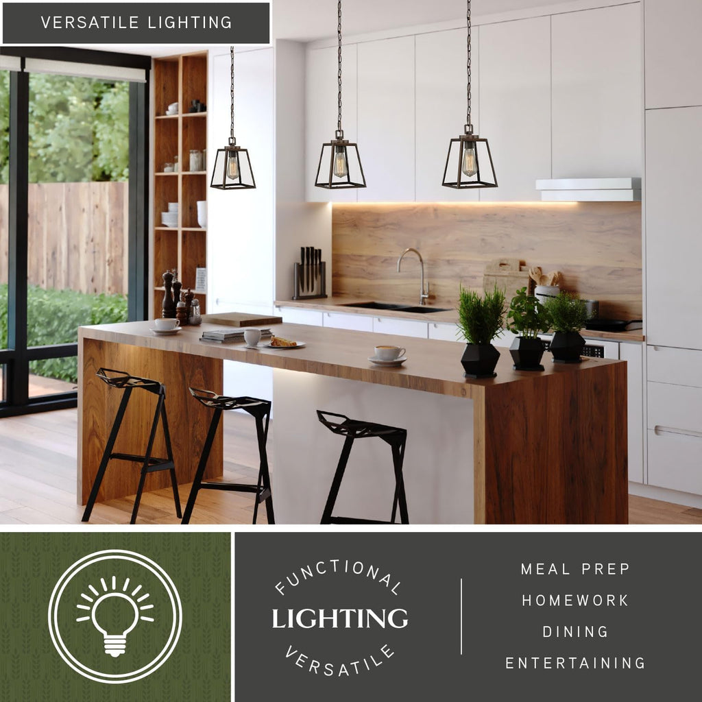Grant Bronze Farmhouse Mini Pendant Ceiling Light Clear Glass