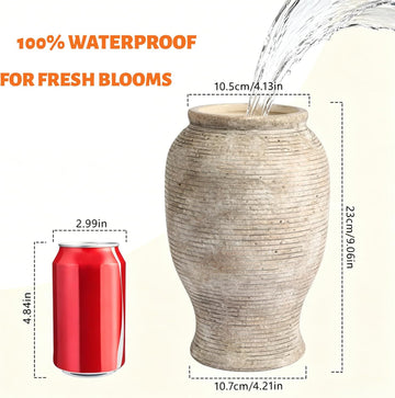 9 Inch Ceramic Flower Vase - Rustic Farmhouse Pottery Vase | Decorative Vases