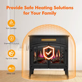 Freestanding Electric Fireplace Stove Heater with 3D Realistic Flame Effect, Overheat Protection, Indoor Space Heater, 750W/1500W, Retro Brown