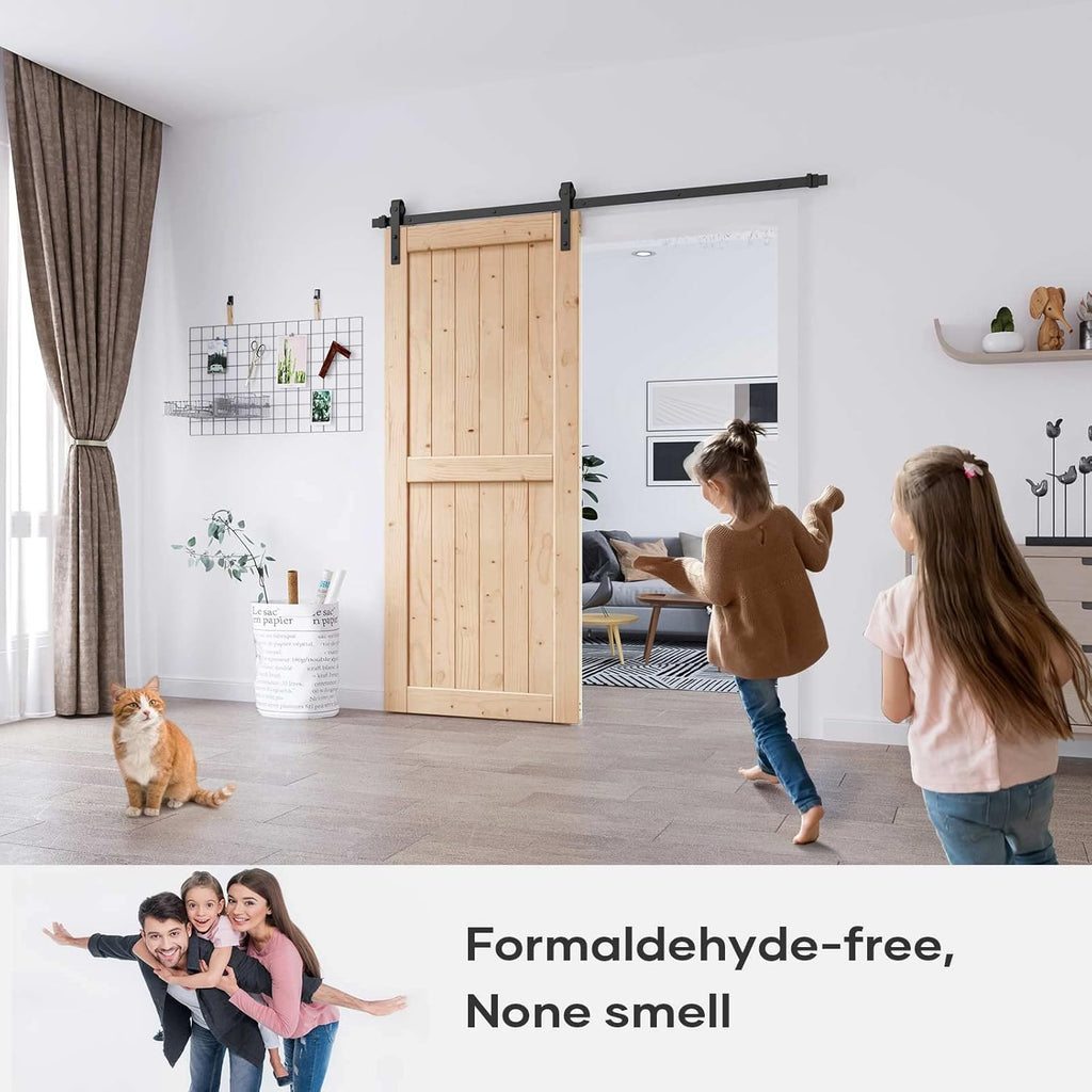 36in x 84in Sliding Barn Wood Door,Interior Doors,DIY Assemblely,Solid Natural Spruce Panelled Slab,