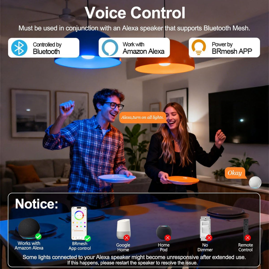 G25 Globe Light Bulbs, App-Controlled Vanity Light Bulbs via Bluetooth Mesh,1600 Million Colors, 600LM, 6W, 60W