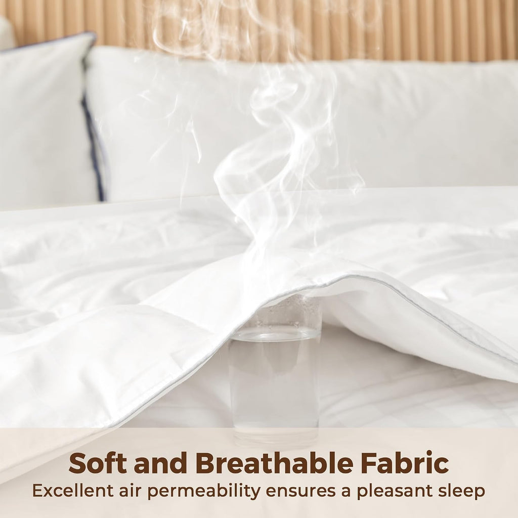 Goose Feather Down Comforter Full/Queen - All Season Duvet Insert Ultra Fluffy Soft 100% Cotton Shell Cover, Hotel