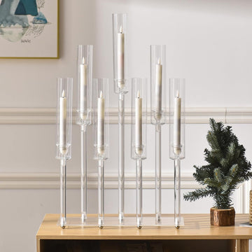 Acrylic Candle Holder Candlestick Holders, Candelabra 7 Arms, 26.5 Inch Tall