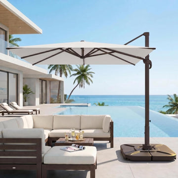 9' X 12' Cantilever Patio Umbrella with Base Included