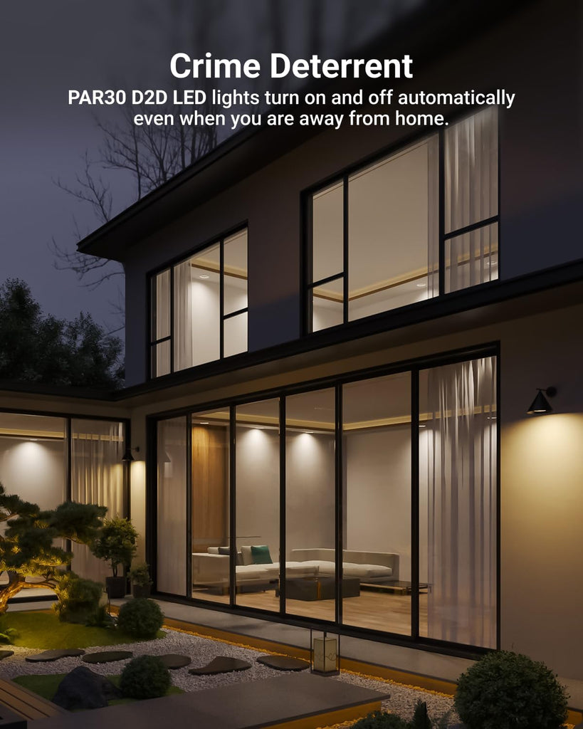 4 Pack PAR30 LED Bulbs, Dusk to Dawn Flood Light, 11W, E26 | 850LM, 5000K Daylight, Photocell Sensor, Wet-Rated