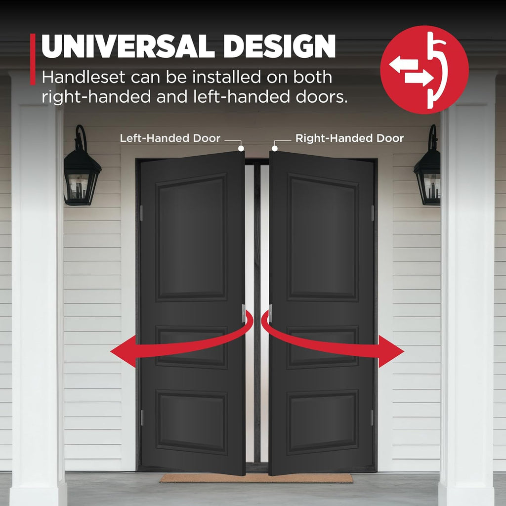 San Clemente Front Door Lock Handle and Deadbolt Set, Entry Handleset Exterior with Square Pismo Interior Door Knob - Door Handleset