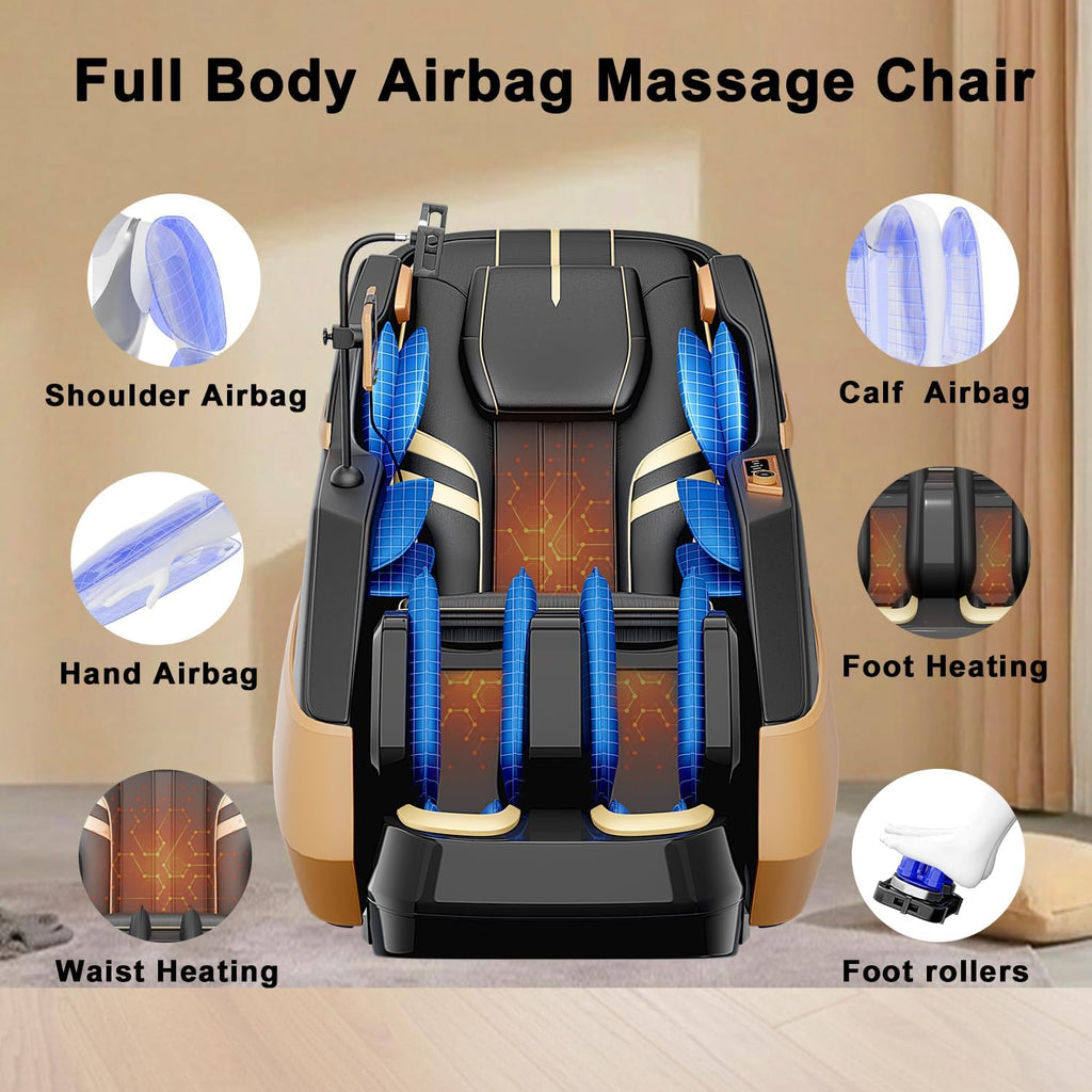 Massage Chair Full Body, Zero Gravity Extended Dual SL-Track Massage Recliner with 4D Mechanical Arms, Full Body