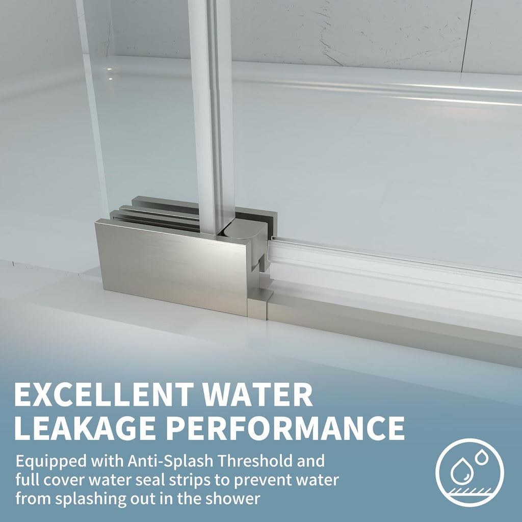 44-48" W x 70" H Frameless Pivot Shower Door, 5/16"(8mm) Clear SGCC Tempered Glass Shower Doors