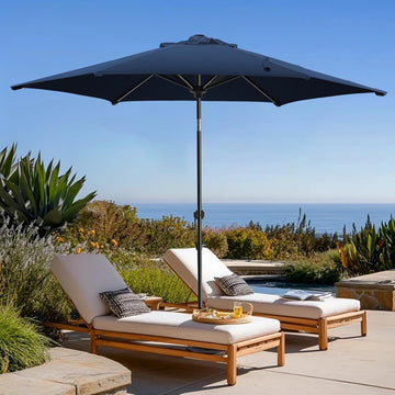 7.5 FT Patio Umbrellas Outdoor Table Market Umbrella with Push Button Tilt/Crank, 6 Sturdy Ribs