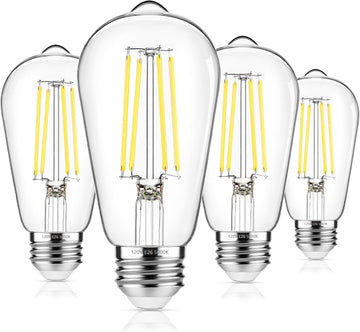 4-Pack Vintage Edison LED Bulbs, 60W Equivalent, 850LM 6W Edison Light Bulb Daylight White 5000K, ST58 LED Filament