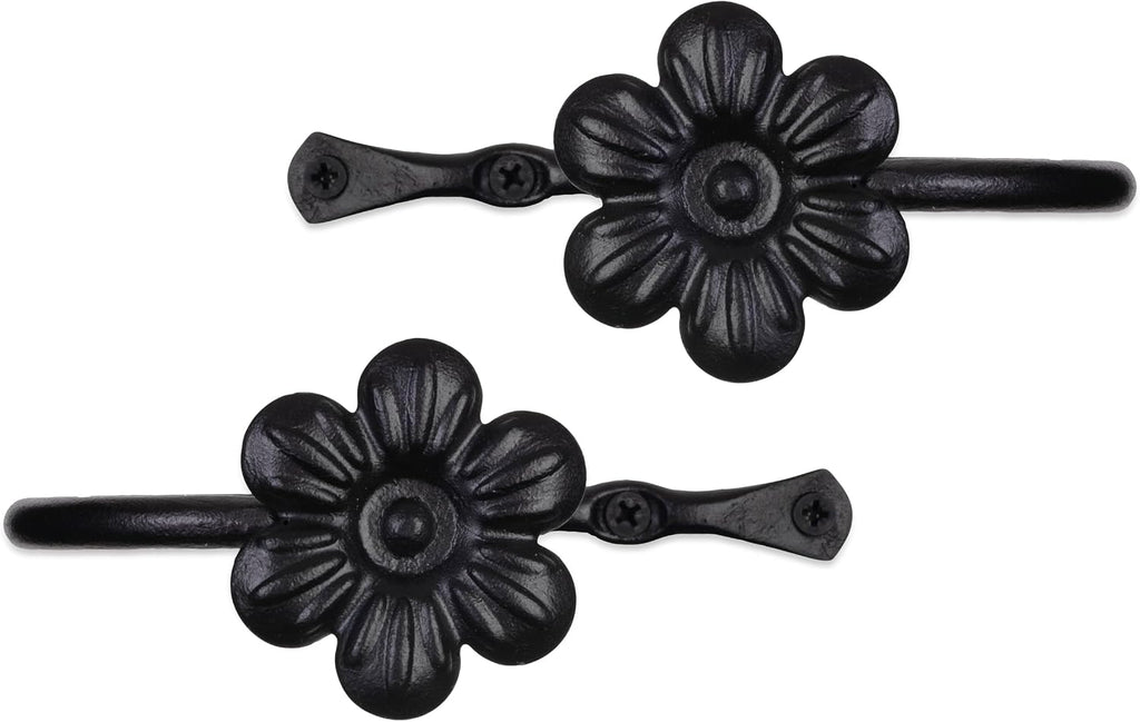 Decorative Metal Curtain Tiebacks - Farmhouse Wrought Iron Curtain Holdbacks - Drapery Holders for Wall - Unique
