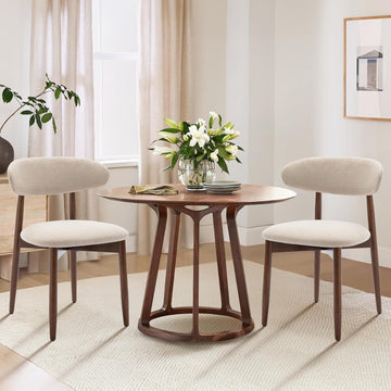 Wooden Dining Chairs Set of 2, Modern Fabric Upholstered Kitchen Side Chairs