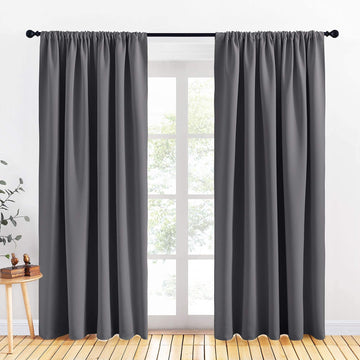 Window Blackout Curtains - Light Blocking Home Decor Rod Pocket Wide Curtain Panels & Drapes, 70 x 84 Inches, Gray