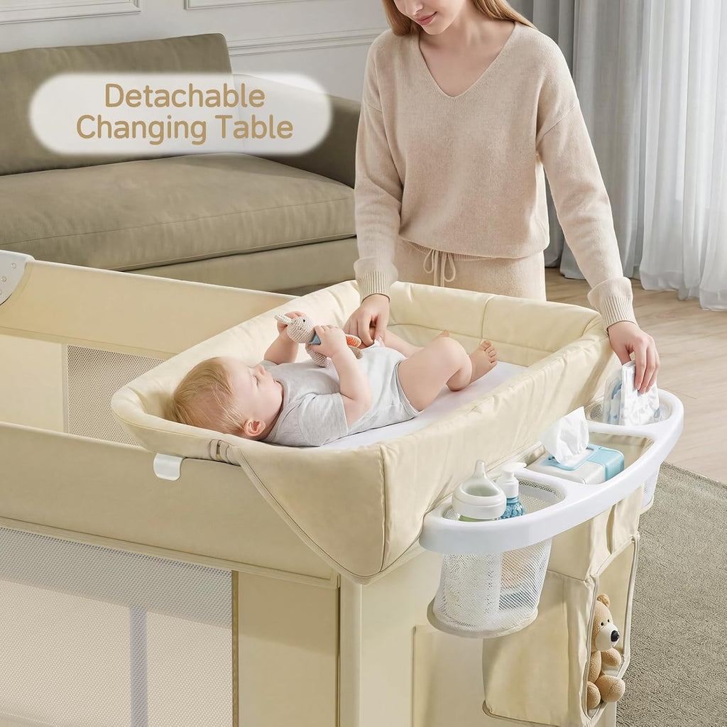 4 in 1 Baby Bassinet, Portable Bedside Crib Sleeper, Quickly Assembled Crib with Diaper Changer, Foldable Baby