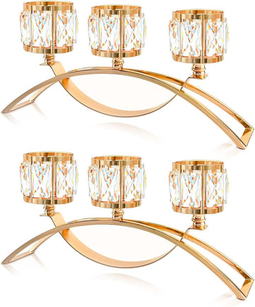 3 Arms Crystal Candle Holders, Arch Candlestick Table Candelabras Centerpieces, Dinning Room, Cabinet Ornaments, Home