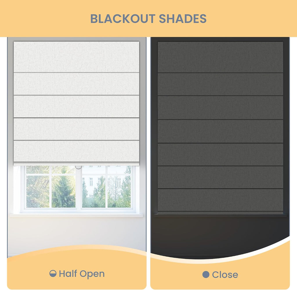 Blackout Roman Shades for Indoor Windows, Cordless Roman Blinds for Windows, Thermal Insulated Window Shades for Door