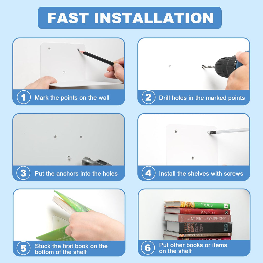 Invisible Floating Bookshelf, Floating Bookshelves Wall Mounted