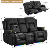 Loveseat Recliner Sofa with Massage and Heat, Power Reclining Loveseat Sofa RV Couch with Console