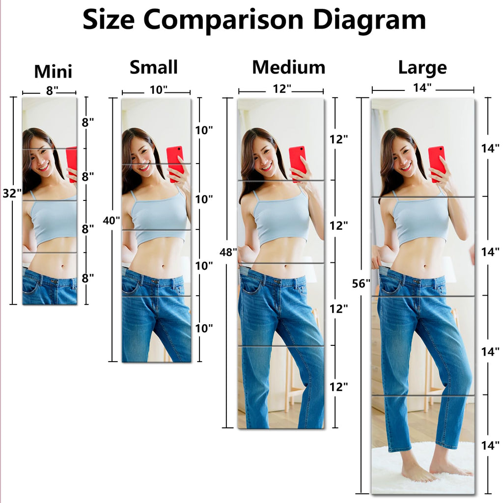 Unbreakable Full Length Wall Mirror, Mirrors, Over The Door Mirror, 2 Pcs 24"x14", Shatterproof Plexiglass Acrylic, Long