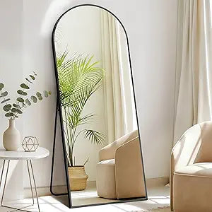 Arched Full Length Mirror, 56"X21" Full Body Floor Standing Mirror with Aluminum Frame and Shatter Proorf Nano Glass,