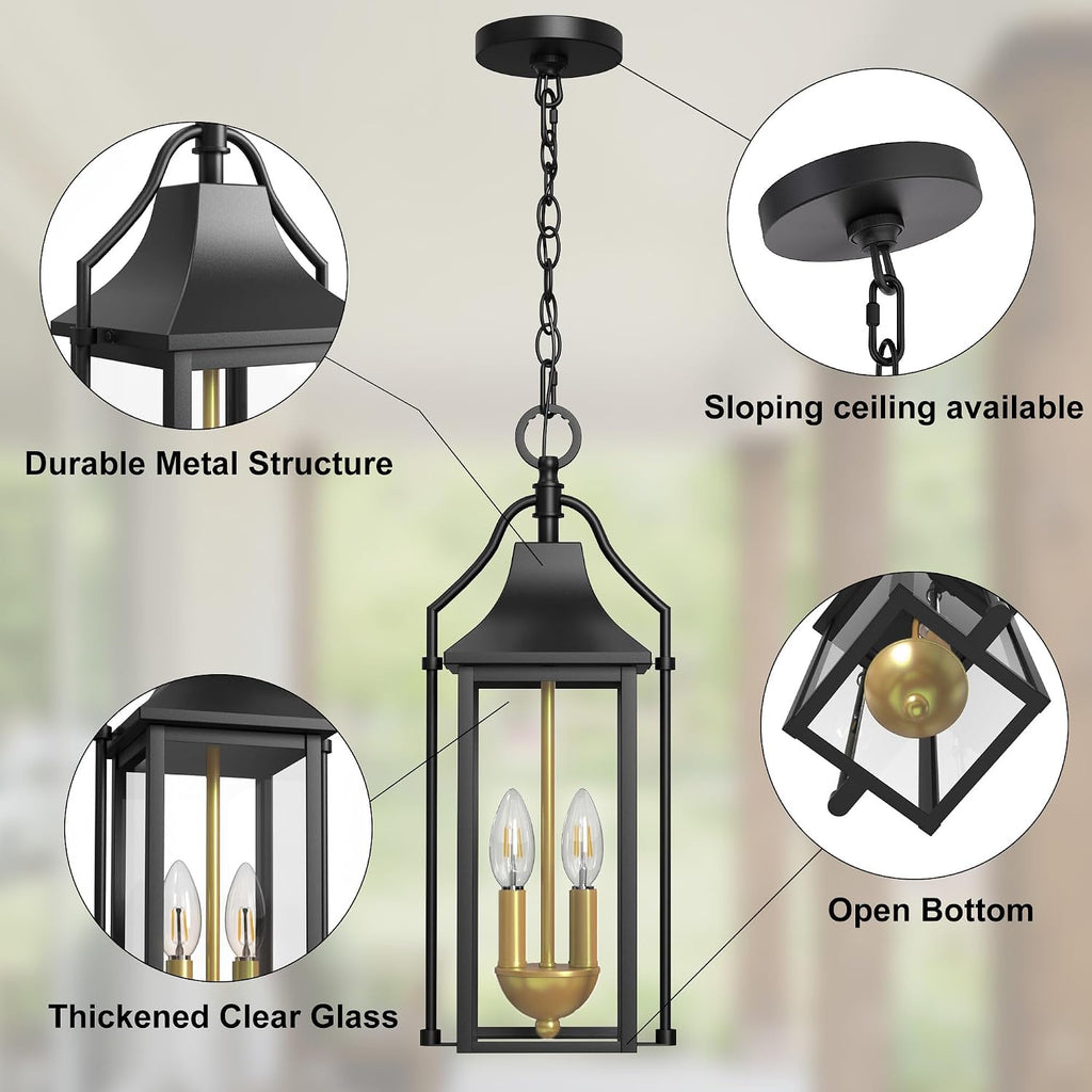Large Outdoor Hanging Lights, 20" Modern Outdoor Chandelier Exterior Pendant Lighting