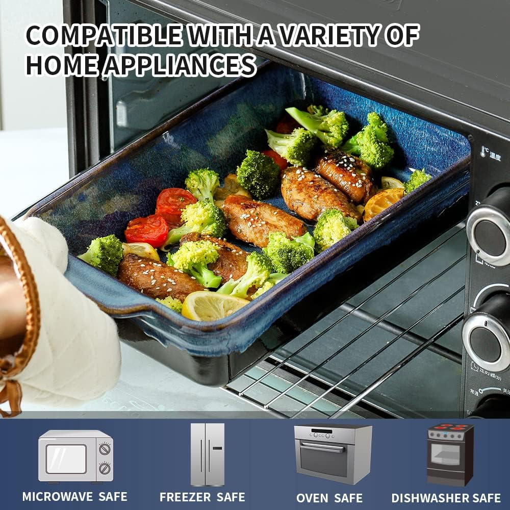 Bakeware Set, Ceramic Dish, Rectangular Casserole Dish, Lasagna Pan, Pans for Cooking, Cake Dinner, Kitchen, 9 x 13