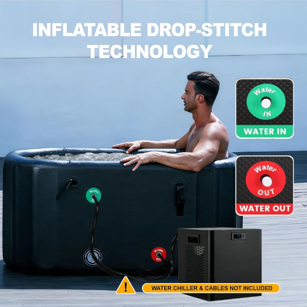 Oval Ice Bath Tub for Athletes - Portable Cold Immersion Tub with Insulated Lid, Suitable for Indoor & Outdoor Use