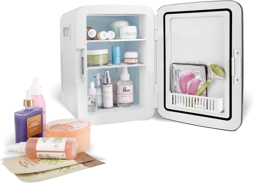 10L Mini Fridge for Bedroom - Car, Office Desk & College Dorm Room - 12V Portable Cooler & Warmer for Food, Drinks