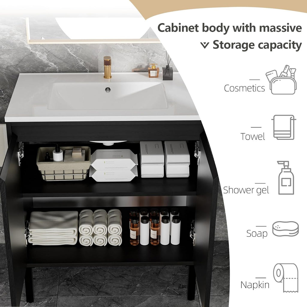 30" Freestanding Bathroom Vanity with Ceramic Sink