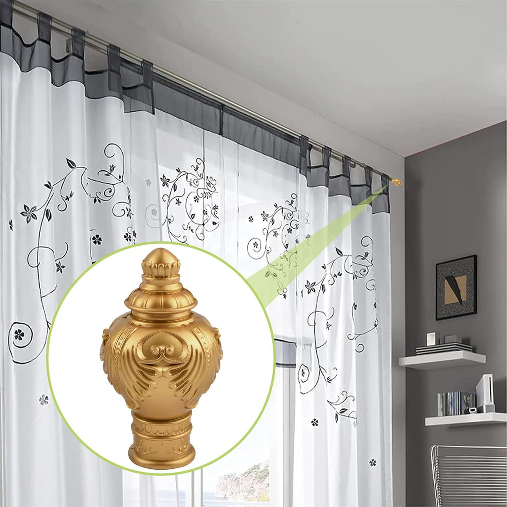 6Pcs Gold Curtain Finials Light Weight Plastic Drapery Rail Pole Head Cap Decorative Window Treatment Finials Ends