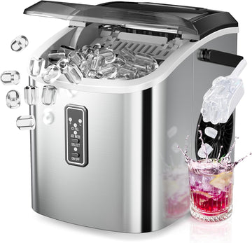 Ice Maker Countertop, 9 Cubes Ready in 6 Mins, 26lbs/24H, Self-Cleaning, Portable Ice Maker Machine with Carry