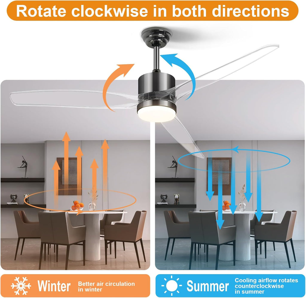 52" Smart Ceiling Fan with Light, WiFi Enabled for Alexa & App Control