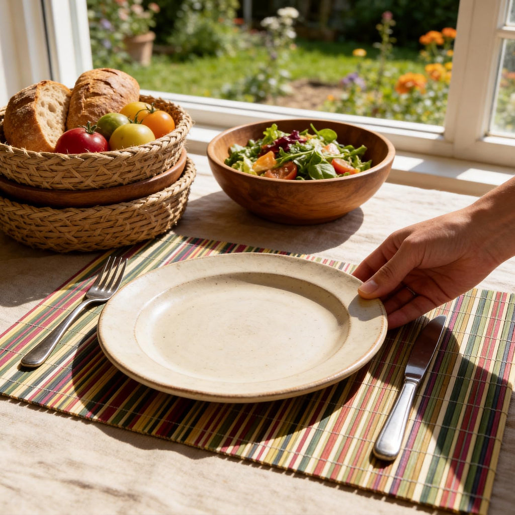 4-Pack Bamboo Placemats,Woven Heat-Resistant Rectangular Table Mats, Natural Rectangular Dining Place Mats, Rustic