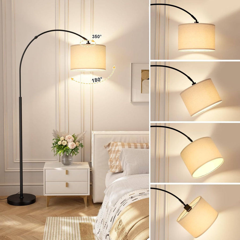 70 Dimmable Arc Floor Lamp with Remote, Color Temperatures and Brightness Adjustable