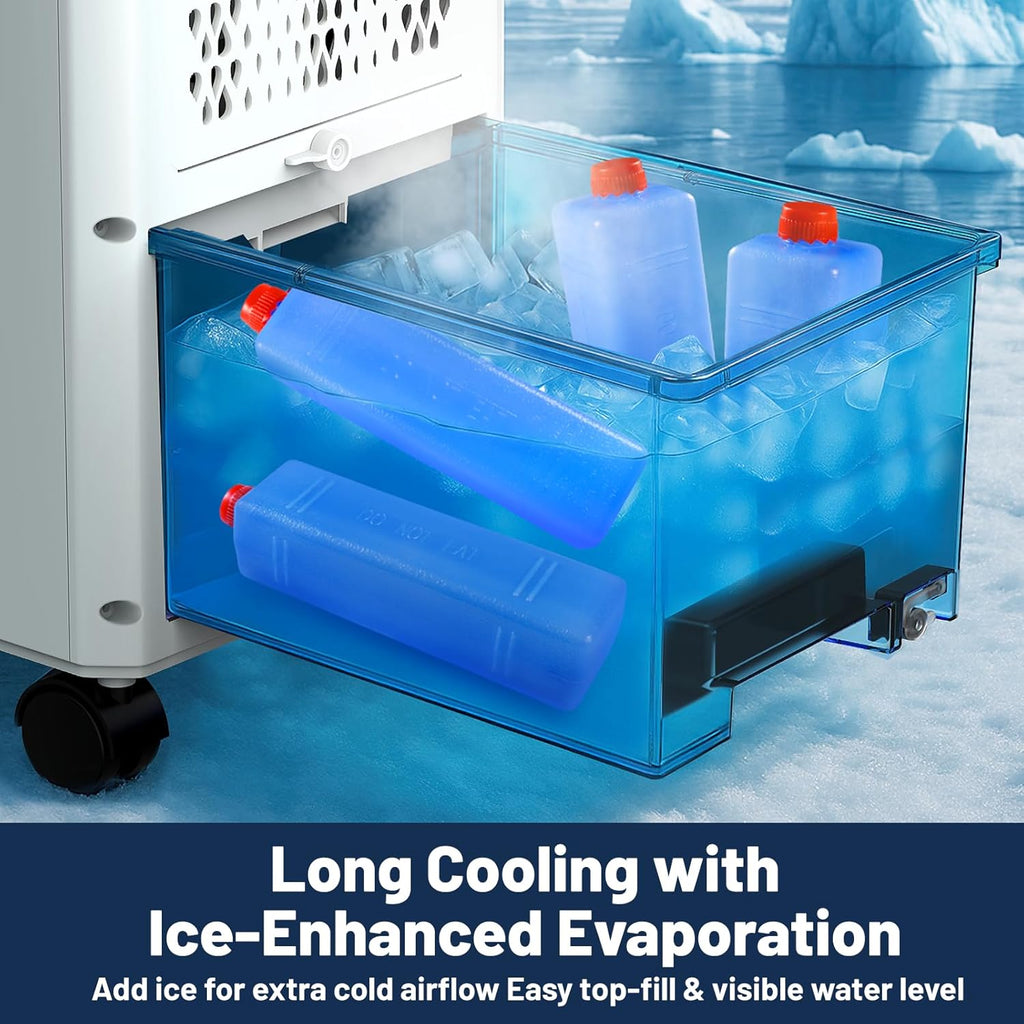 Portable Air Conditioners, 3-in-1 Evaporative Air Cooler with Remote, 2-Gal Water Tank, 4 Modes & 3 Speeds