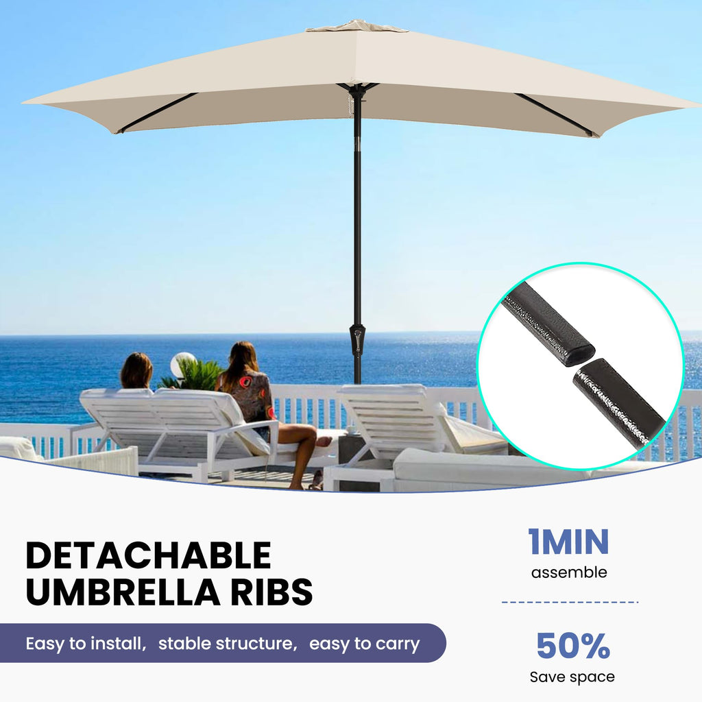 6.5 Rectangular Patio Umbrella rectangle Outdoor Table Umbrella Beige